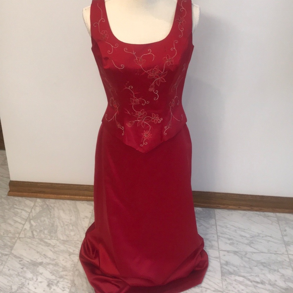 Long red corset dress. Worn once